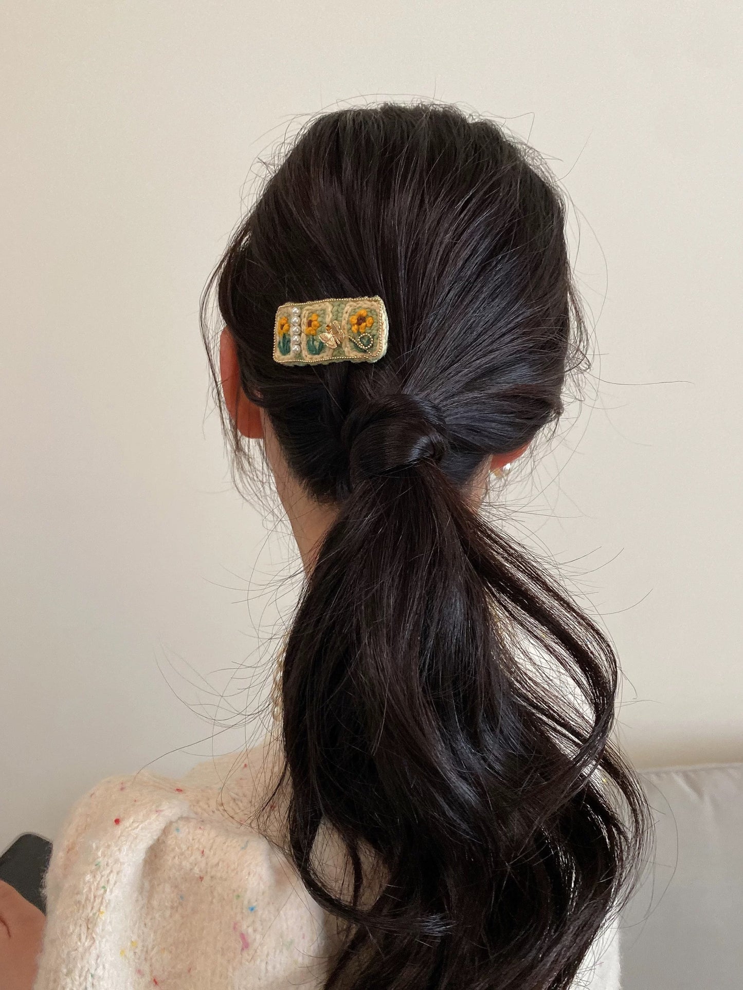 Crochet Sunflower Hairpin