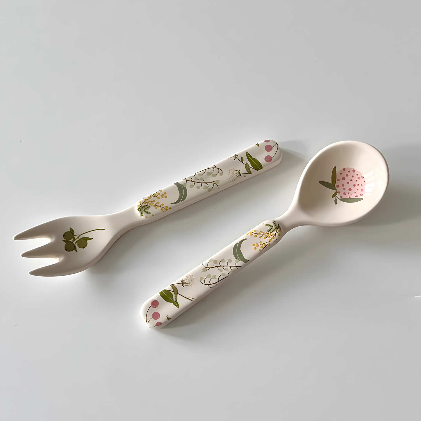 Botanical Ceramic Spoon & Fork