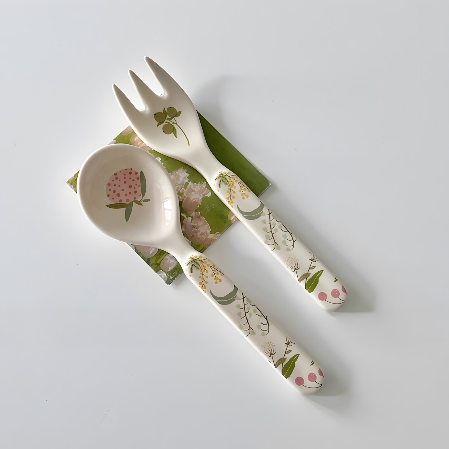 Botanical Ceramic Spoon & Fork