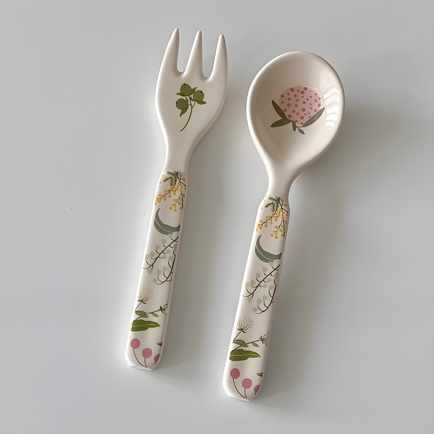Botanical Ceramic Spoon & Fork