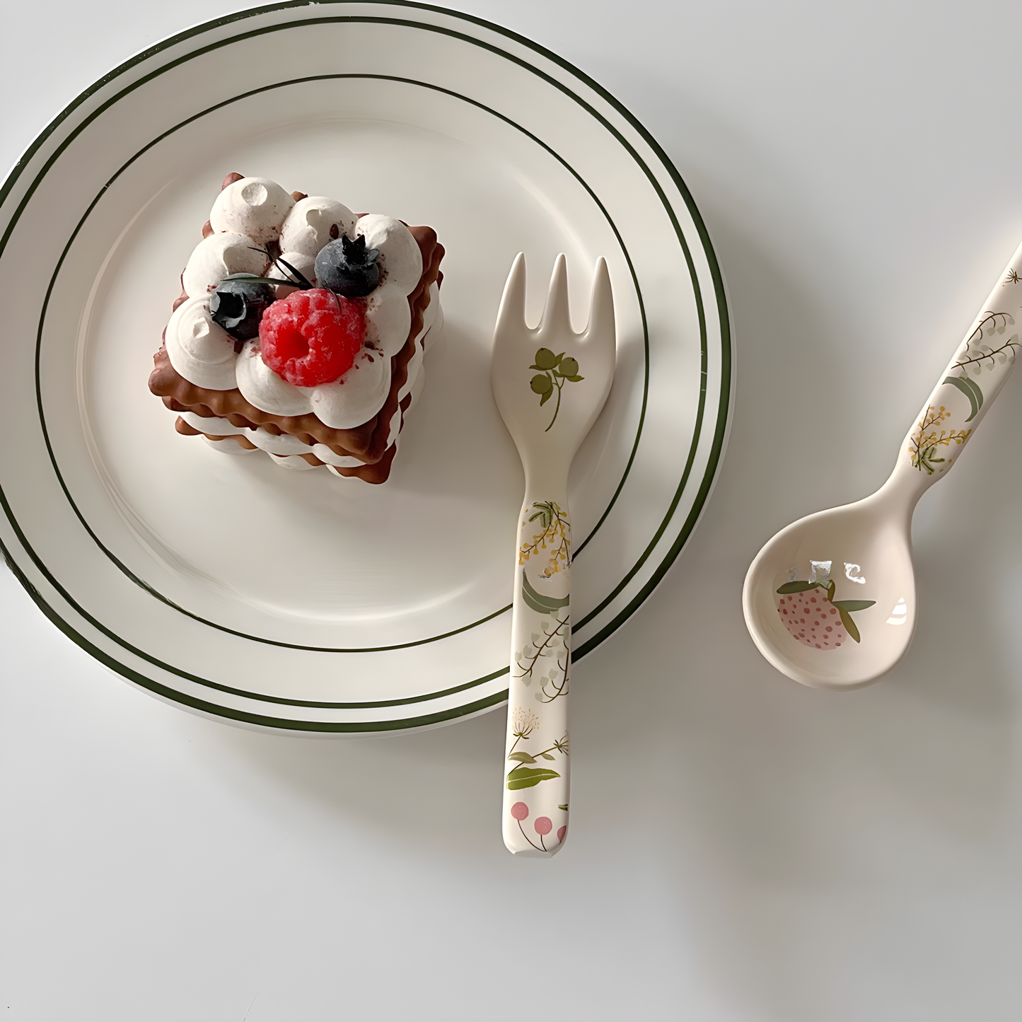 Botanical Ceramic Spoon & Fork