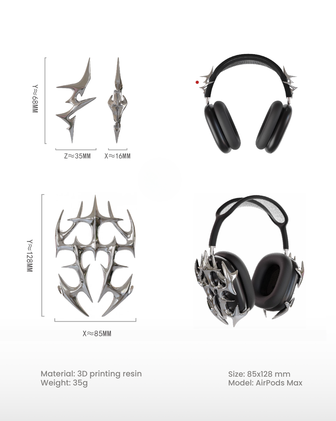Silver Thorns AirPods Max Case