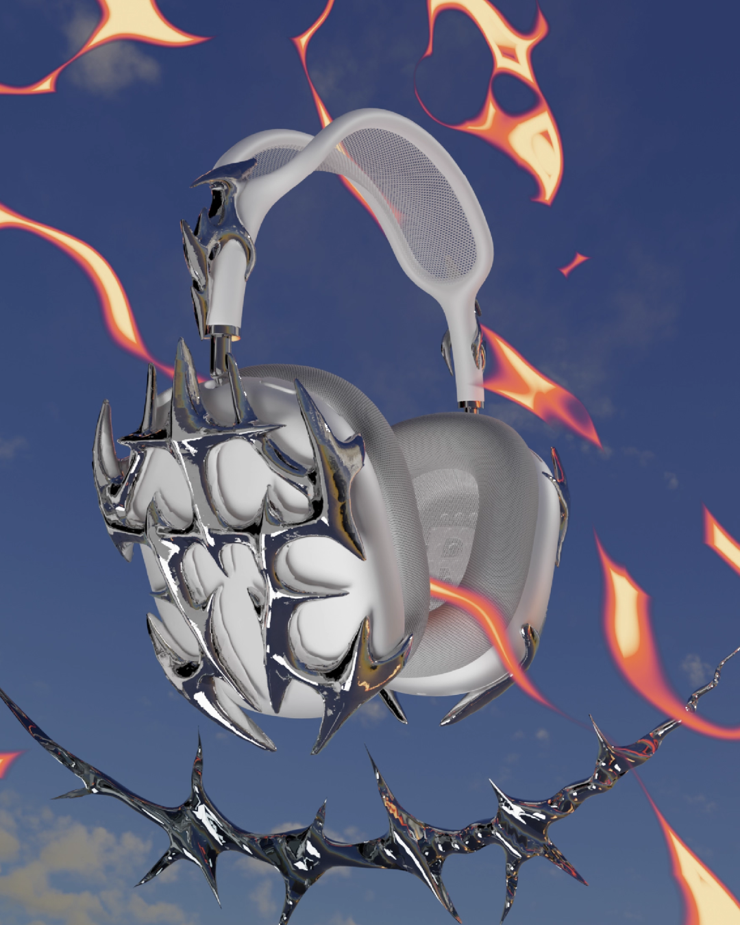 Silver Thorns AirPods Max Case