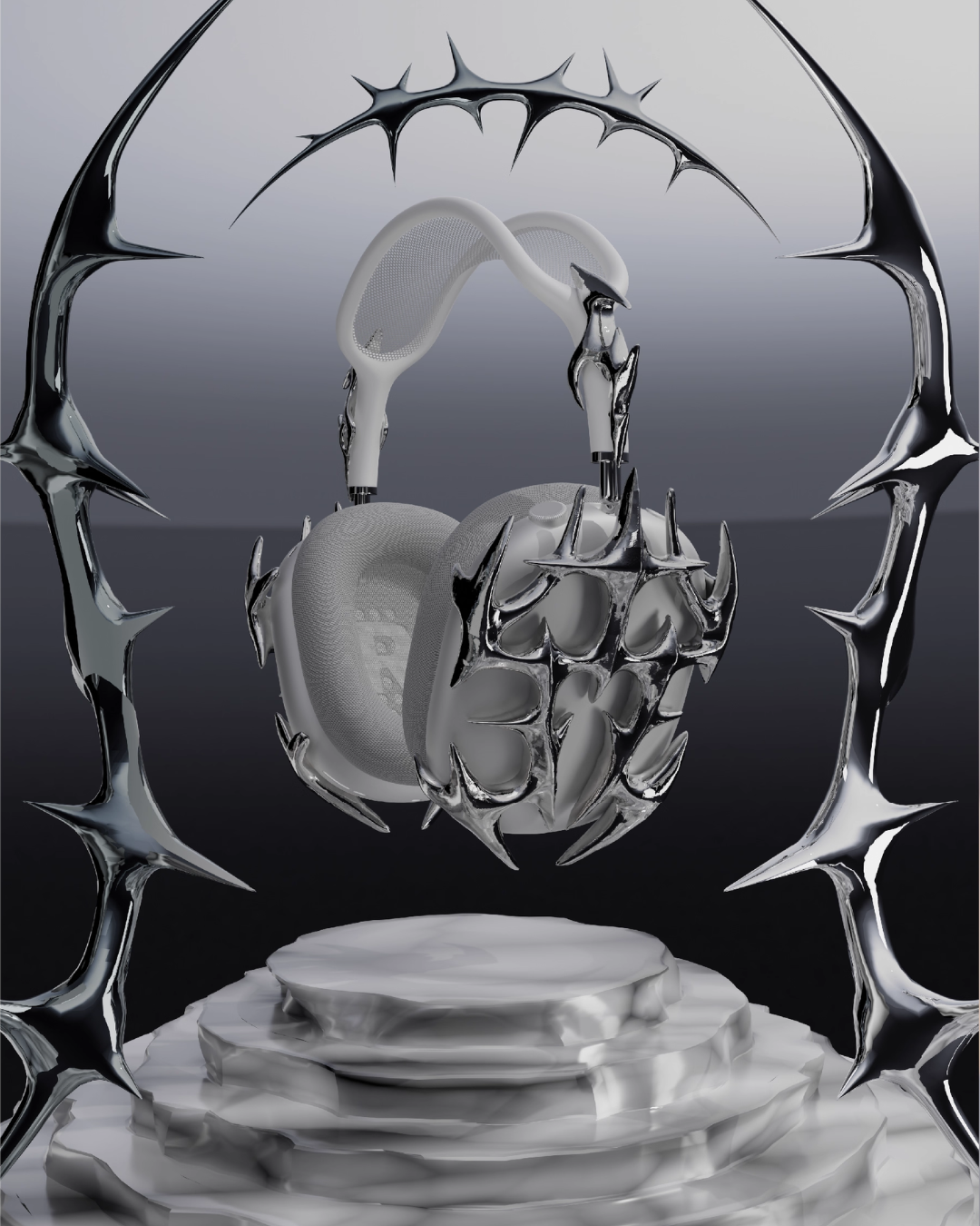 Silver Thorns AirPods Max Case