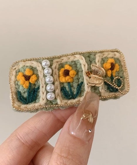 Crochet Sunflower Hairpin
