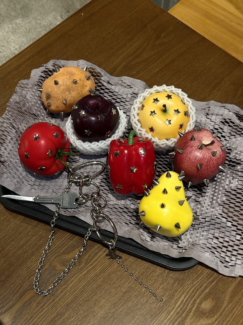 Punk Fruit & Viggies Keychain