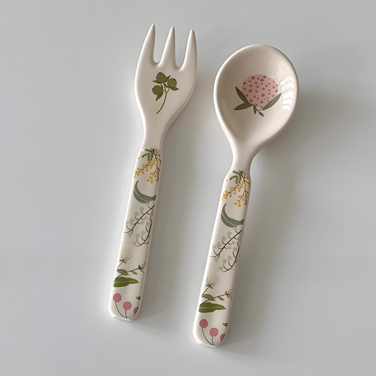 Botanical Ceramic Spoon & Fork